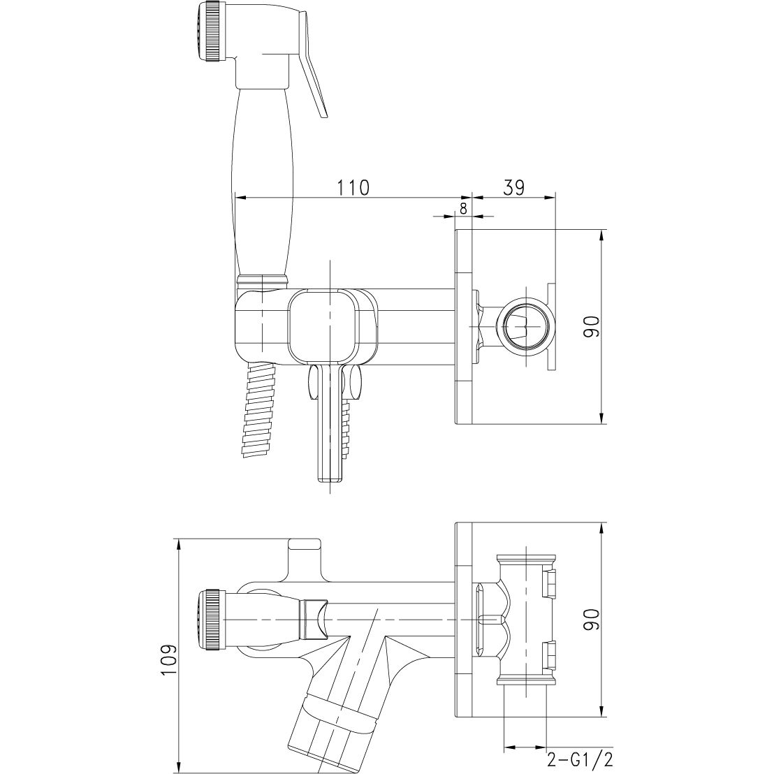 Смеситель с гигиеническим душем встраиваемый Lemark Solo, LM7165B