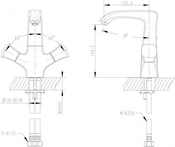 Смеситель для умывальника Bravat Whirpool F178112C