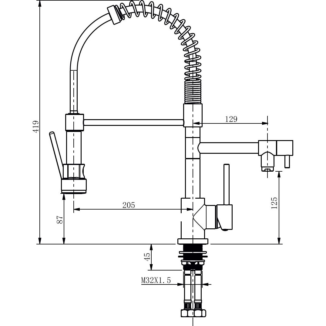 Смеситель для кухни с гибким шлангом Ahti Kemi, KM823020