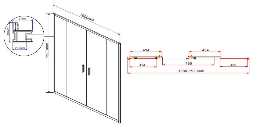 Душевая дверь Vincea Garda 190, VDS-1G2190CH