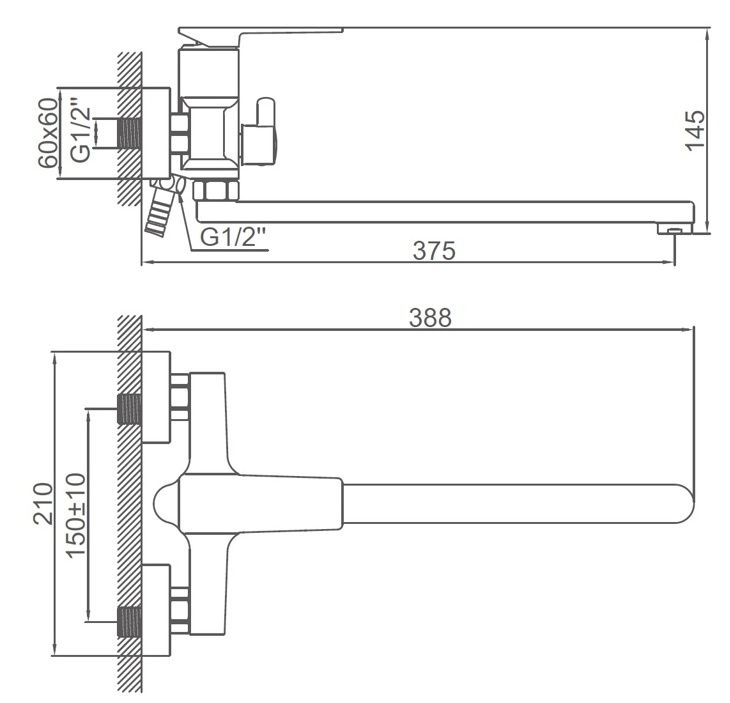 Смеситель для ванны Ledeme L2278