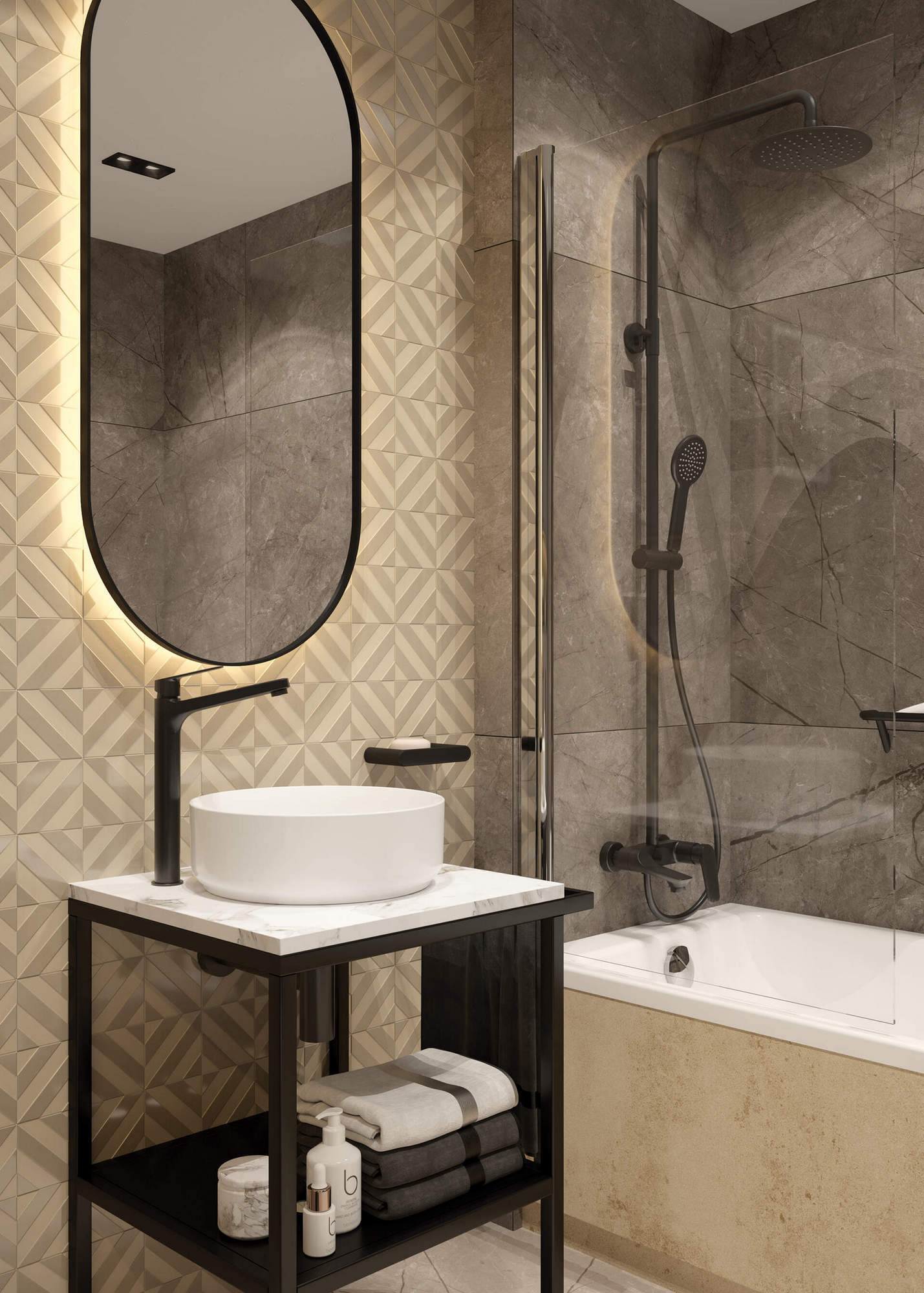 Душевая колонна со смесителем для ванной Deante Coriander Nero, NAC_N1JM