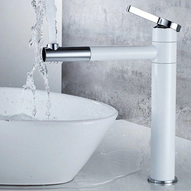 Смеситель для умывальника высокий белый Ledeme L1152-2