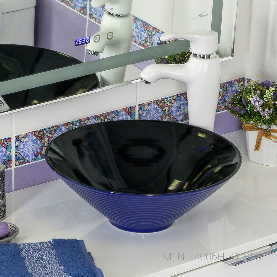 Раковина Melana MLN-7020-B1+B18 (сине-черная), 7020-B1+B18-806