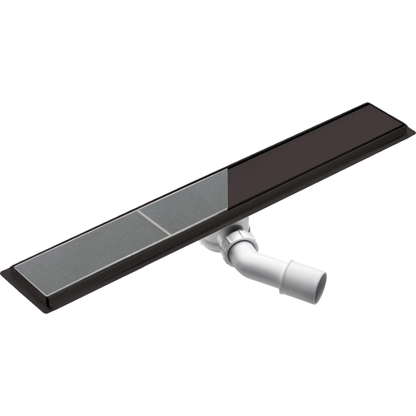 Линейный слив с универсальной решеткой без декора/под плитку Deante Nero 80