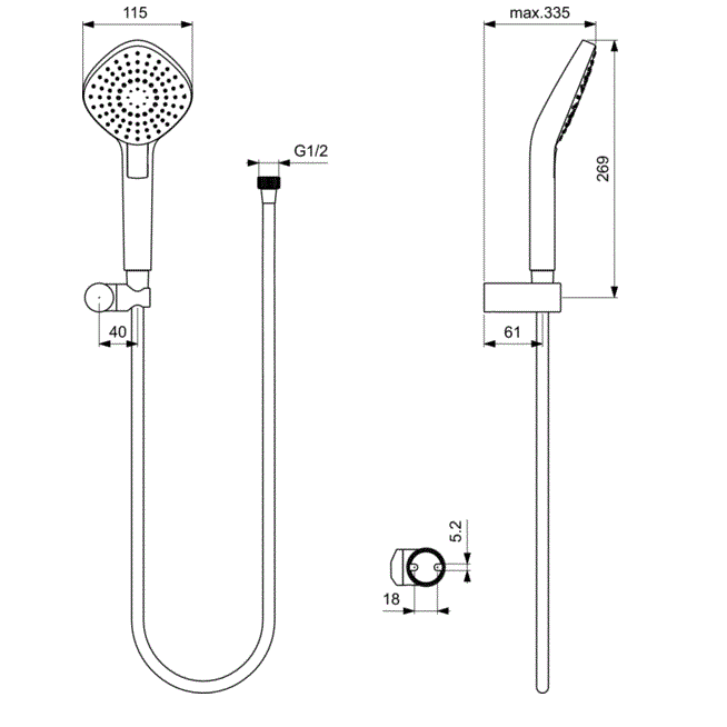 Душевой комплект Ideal Standard IdealRain Evo Diamond L3 125 мм, B2240AA