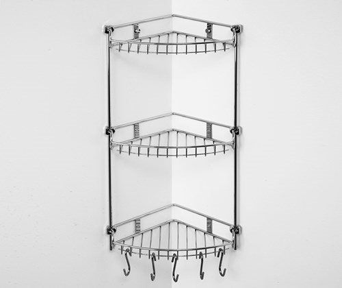 Полка металлическая угловая, трехъярусная WasserKRAFT, K-1233