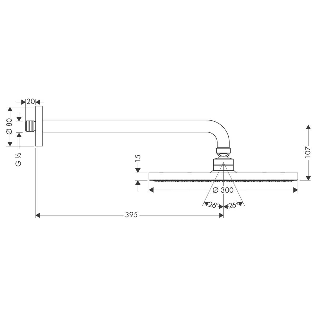 Душевая лейка для потолочного душа Hansgrohe Raindance, 27493000