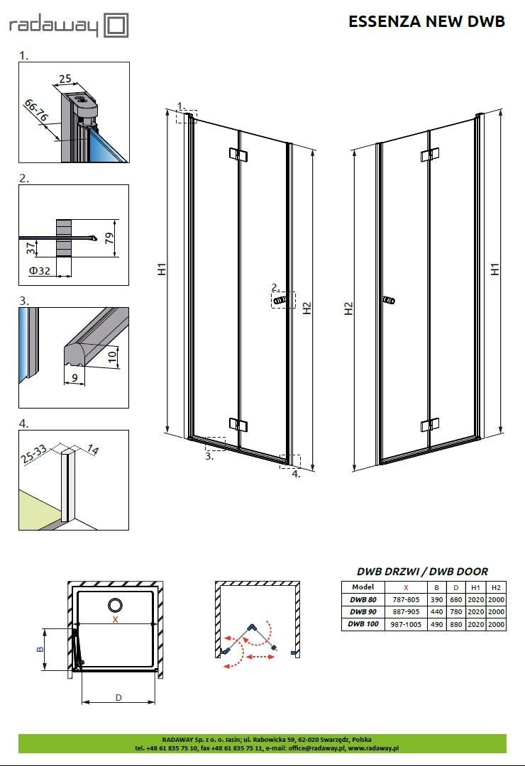 Двери в нишу Radaway Essenza New DWB