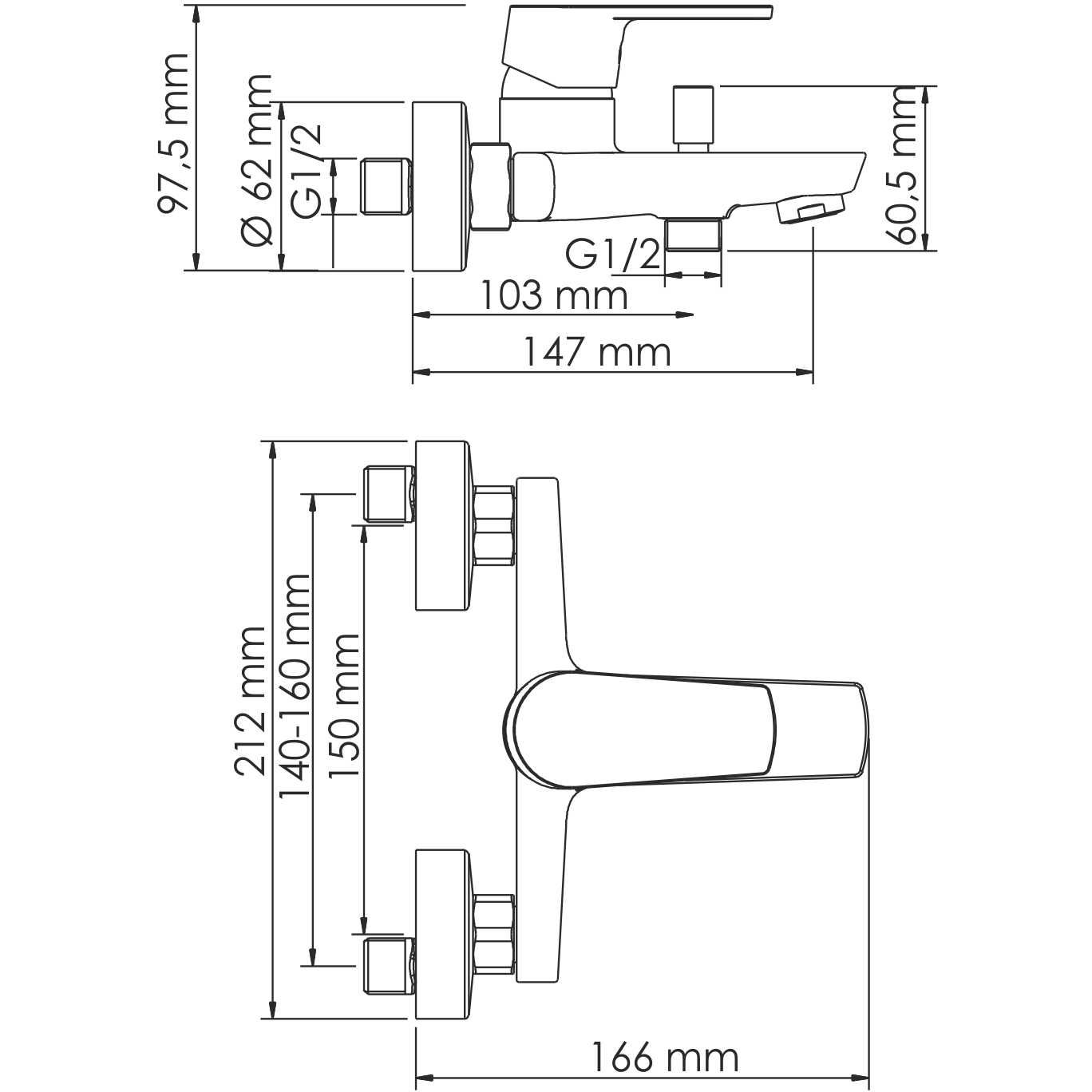 Смеситель для ванны WasserKRAFT Dill, 6101