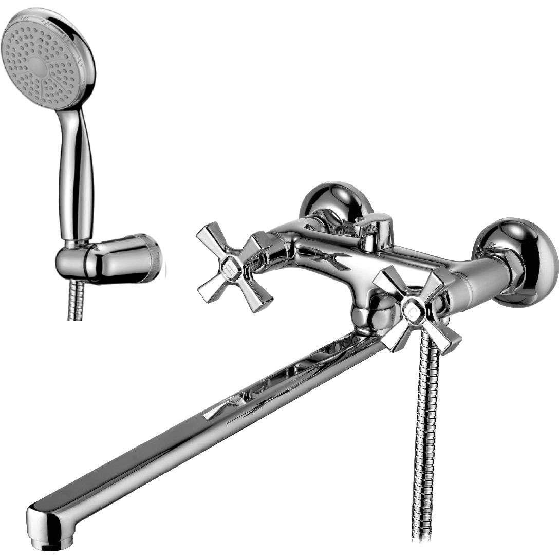 Смеситель универсальный с плоским изливом 350 мм с аксессуарами Lemark Benefit, LM2512C