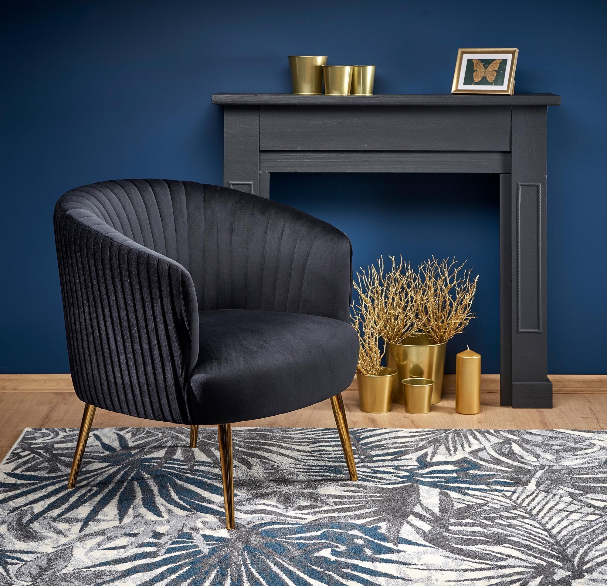 Кресло Halmar Crown черный/золотой, V-CH-CROWN-FOT-CZARNY