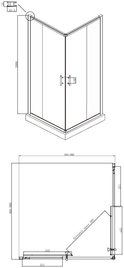 Квадратное душевое ограждение Ambassador Kingston 14011102