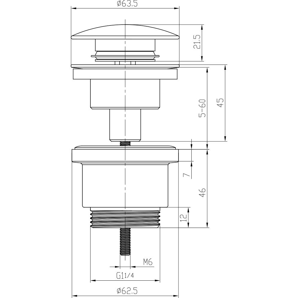 Клапан донный универсальный Click/Clack Lemark, LM8500BL