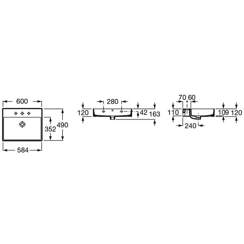 Умывальник Roca Inspira Fineceramic 60x49, A32752C000