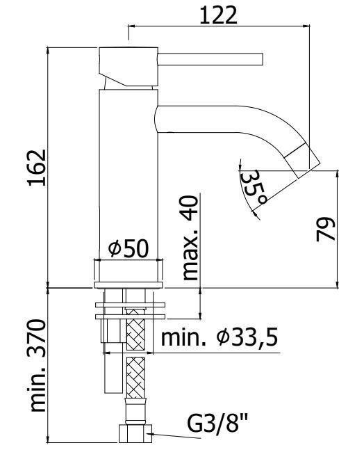 Смеситель для умывальника Paffoni Light нержавеющая сталь, LIG071ST