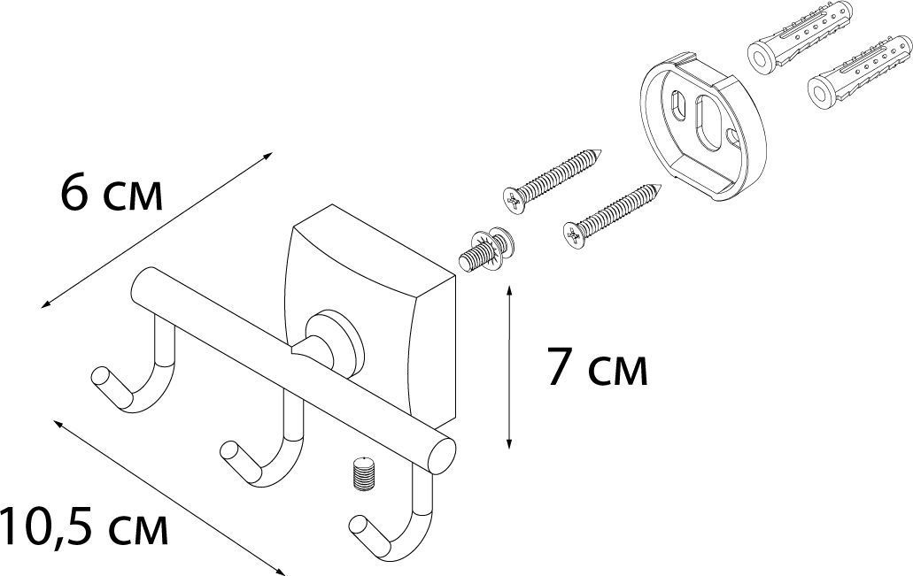 Крючок тройной Fixsen Kvadro, FX-61305C