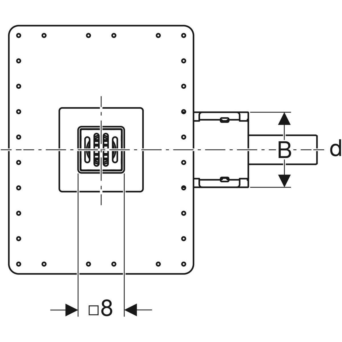 Трап для душа с решёткой 8х8 см Geberit высота пола 65 мм, 154.052.00.1