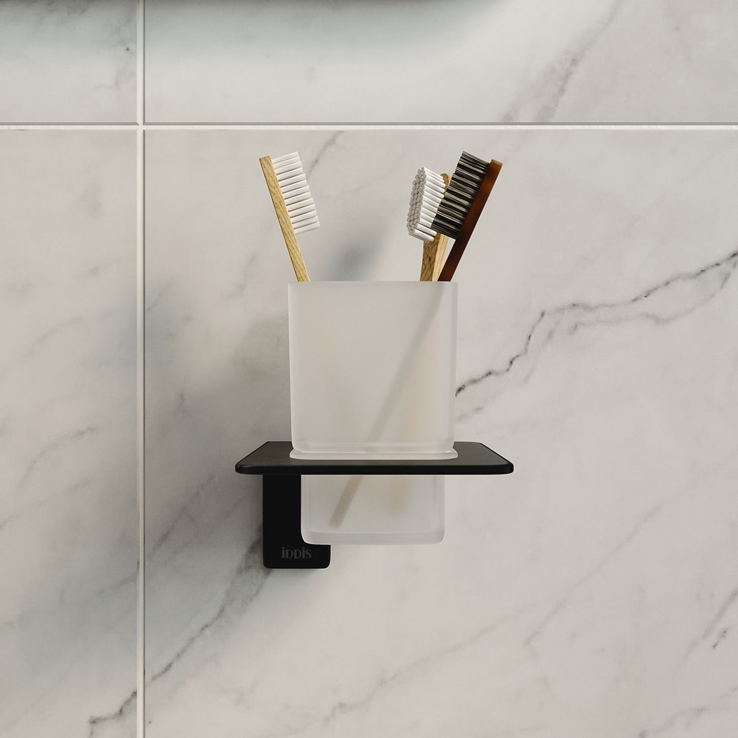 Подстаканник одинарный, матовое стекло, сплав металлов, черный, Iddis Slide, SLIBSG1i45