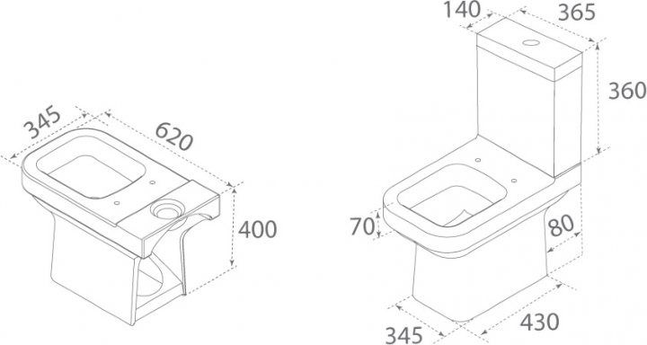 Унитаз напольный с функцией биде CeraStyle Noura, WC00417PH00+CS004010100+IM018010201200