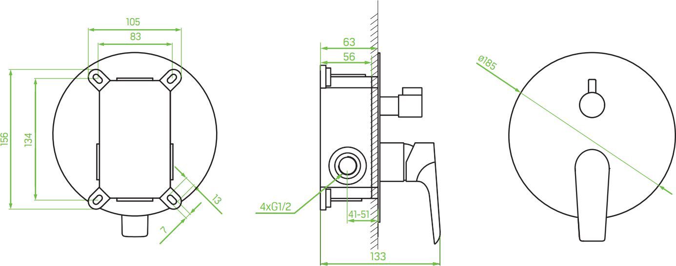 Смеситель для душа Laveo Alea скрытого монтажа на 2 потребителя хром, BLE_60PD