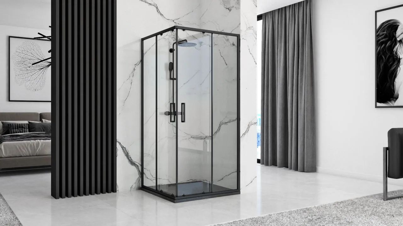 Поддон Rea Black Stone 90x90, REA-K9601