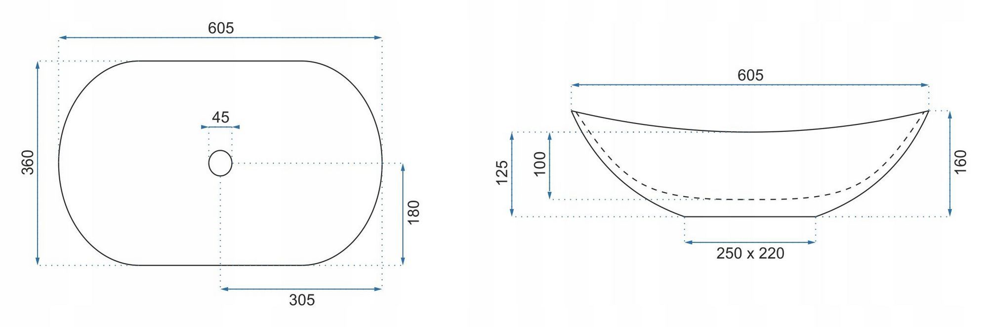 Умывальник Rea Royal Granit 61.5x35.5, REA-U8596