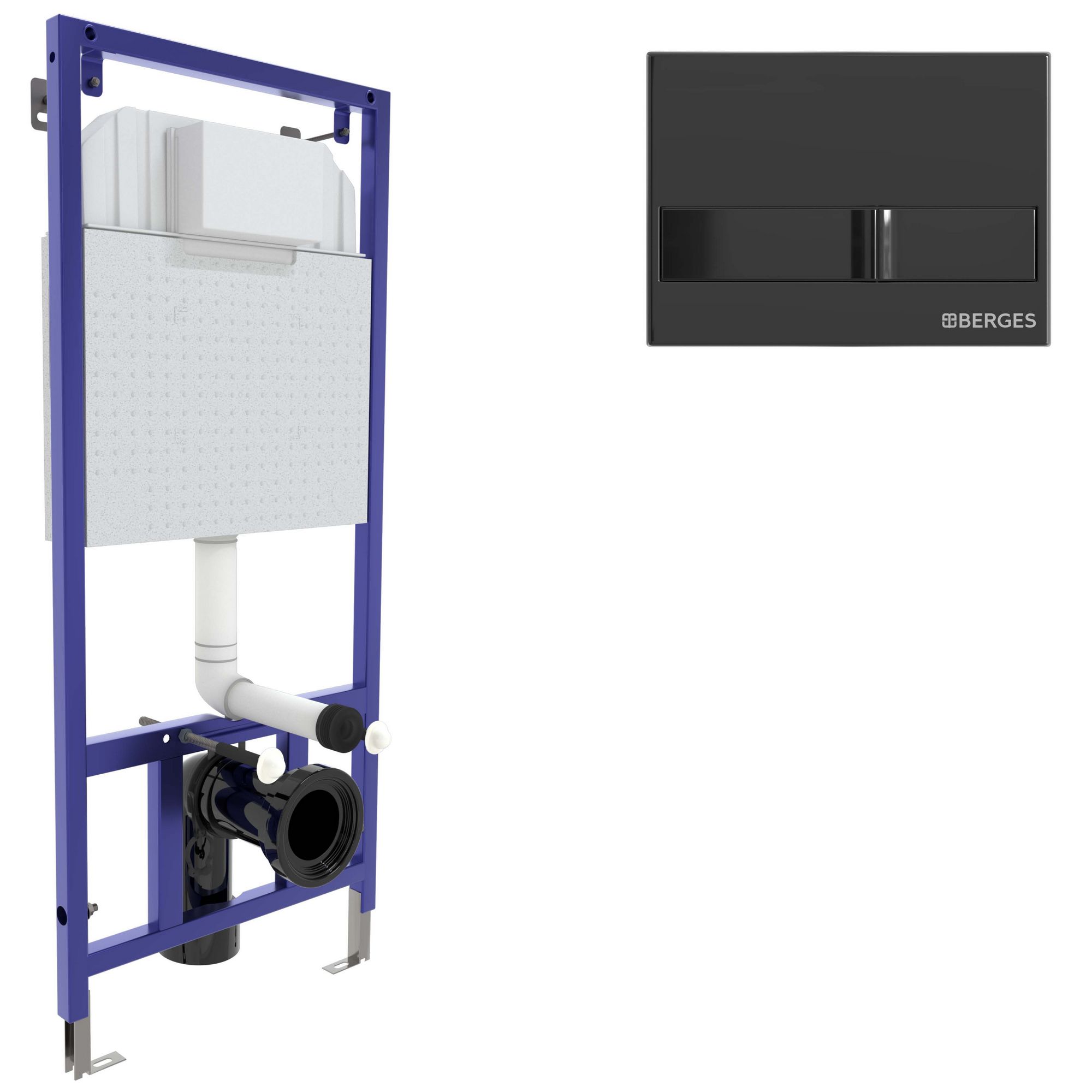 Инсталляция для скрытого монтажа Berges Novum L6 с кнопкой черный глянец, 040216