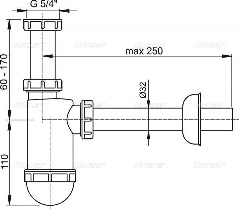 Сифон для умывальника Alcaplast, A430