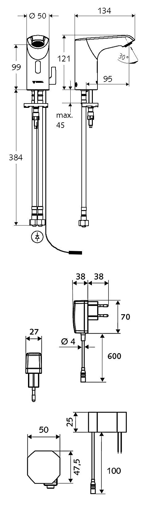 Смеситель для умывальника Schell Xeris E Small, 012100699