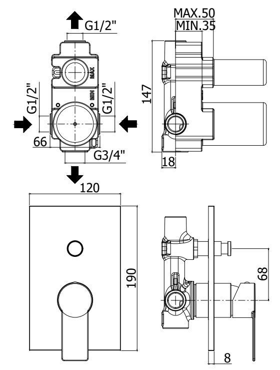 Смеситель встраиваемый Paffoni Tango хром, TA015CR