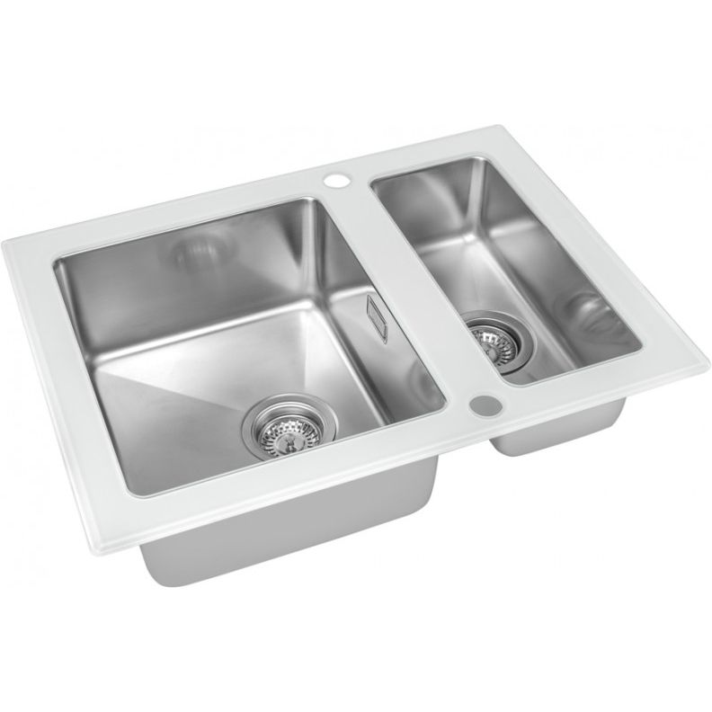Мойка со стеклом ZorG GS 6750-2 white