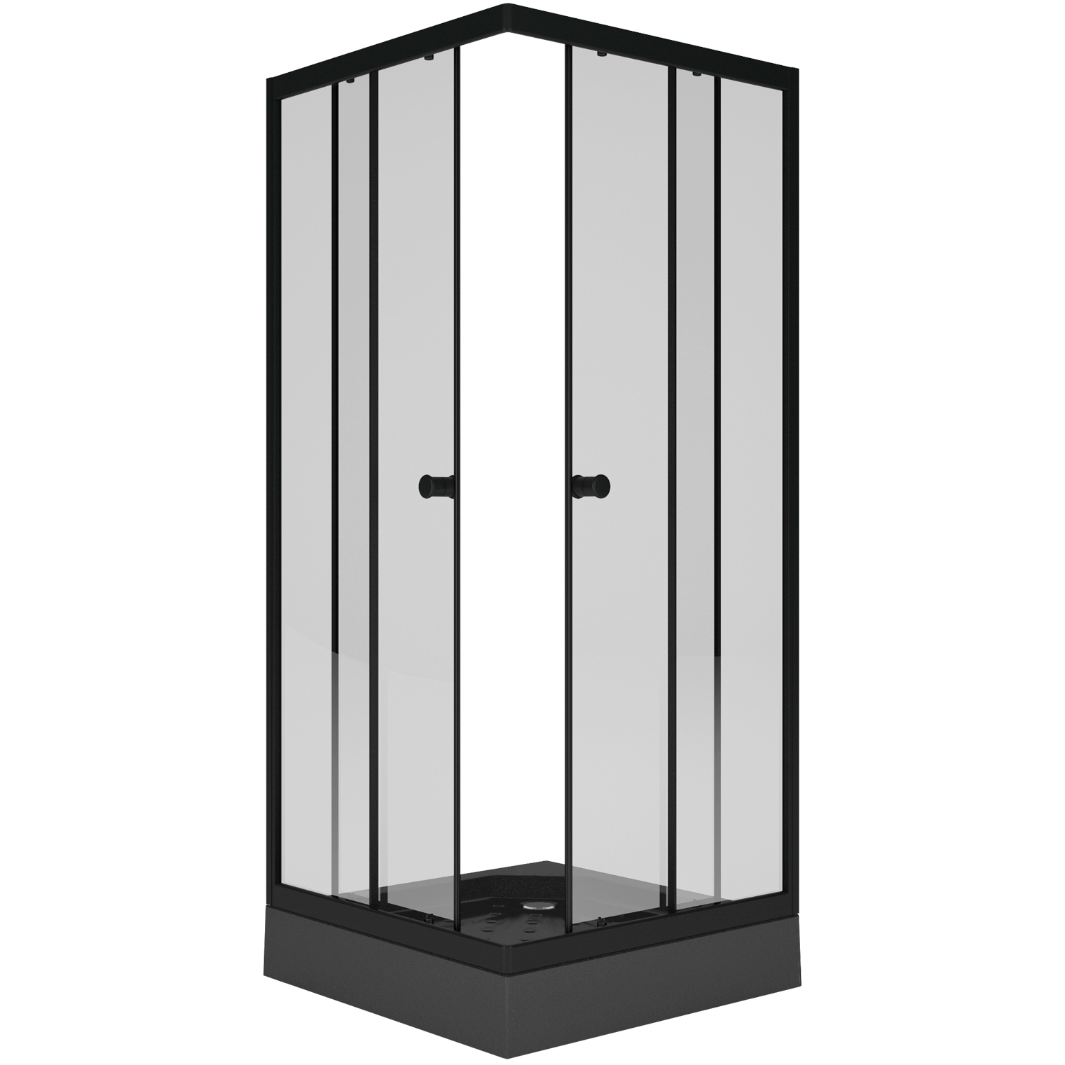 Квадратный душевой уголок Метакам Universal Black (прозрачное стекло)