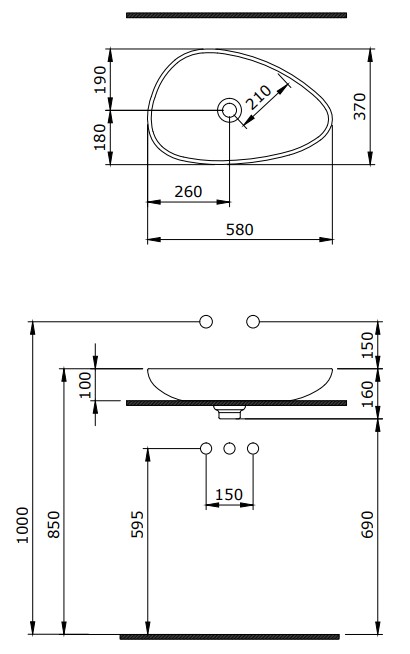 Раковина Bocchi Etna 58x37 серый матовый, 1114-006-0125