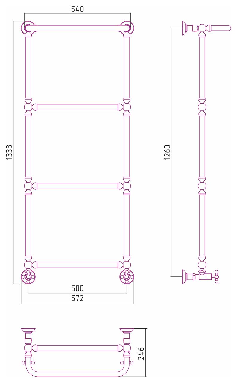 Водяной полотенцесушитель Сунержа Ренесаннс 1386 1260x400