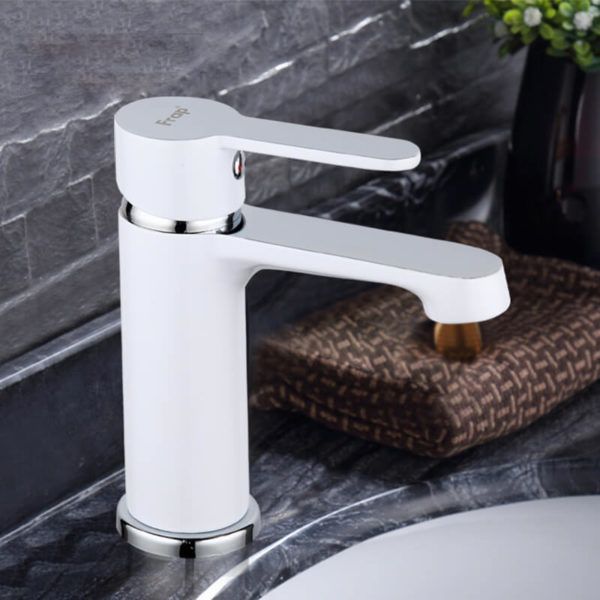 Смеситель для раковины белый/хром Frap F1041