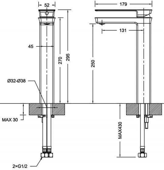 Смеситель для умывальника высокий Bravat Phillis F156101C-A