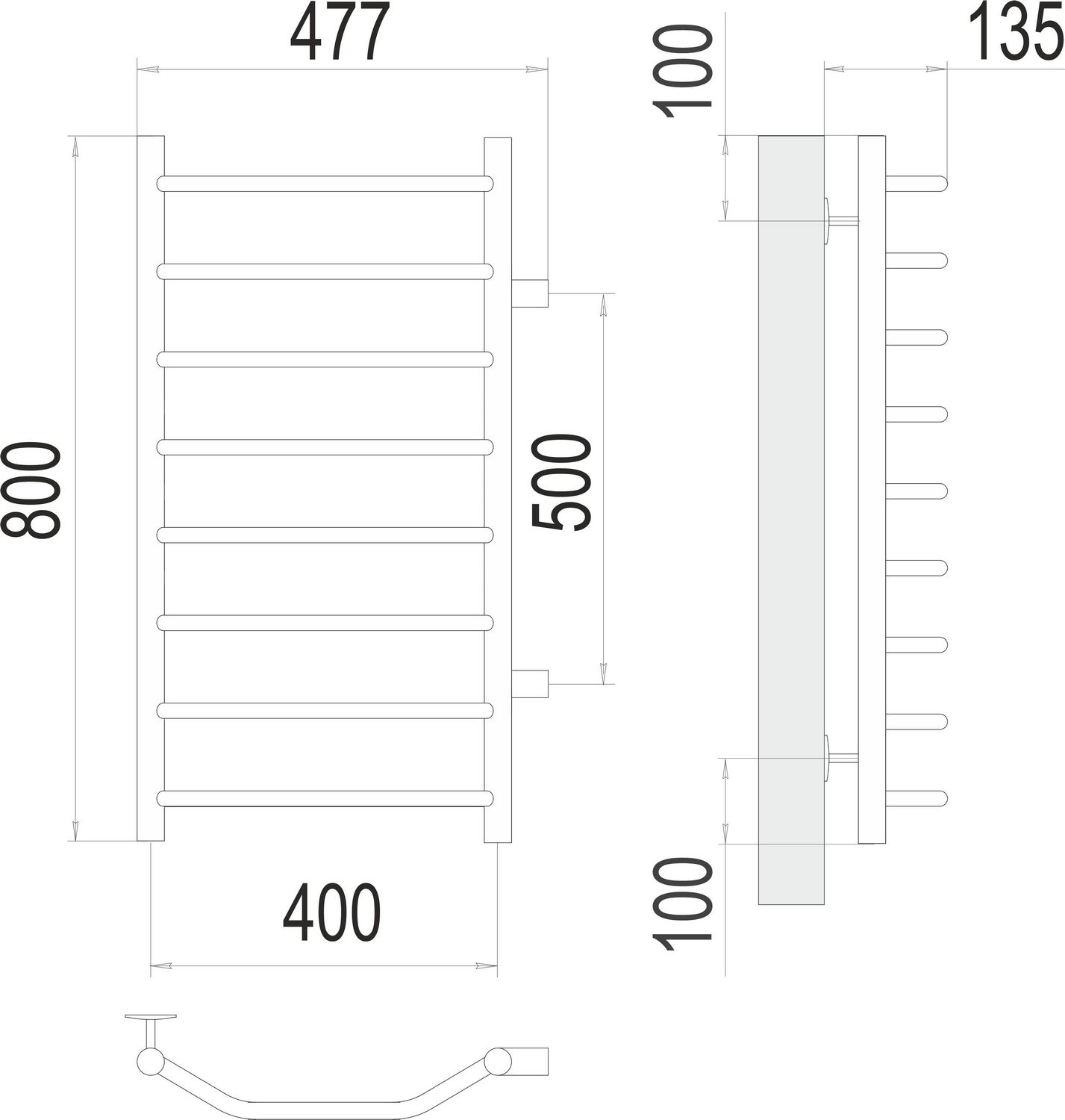 Полотенцесушитель Terminus Виктория П8 40x80 БП500