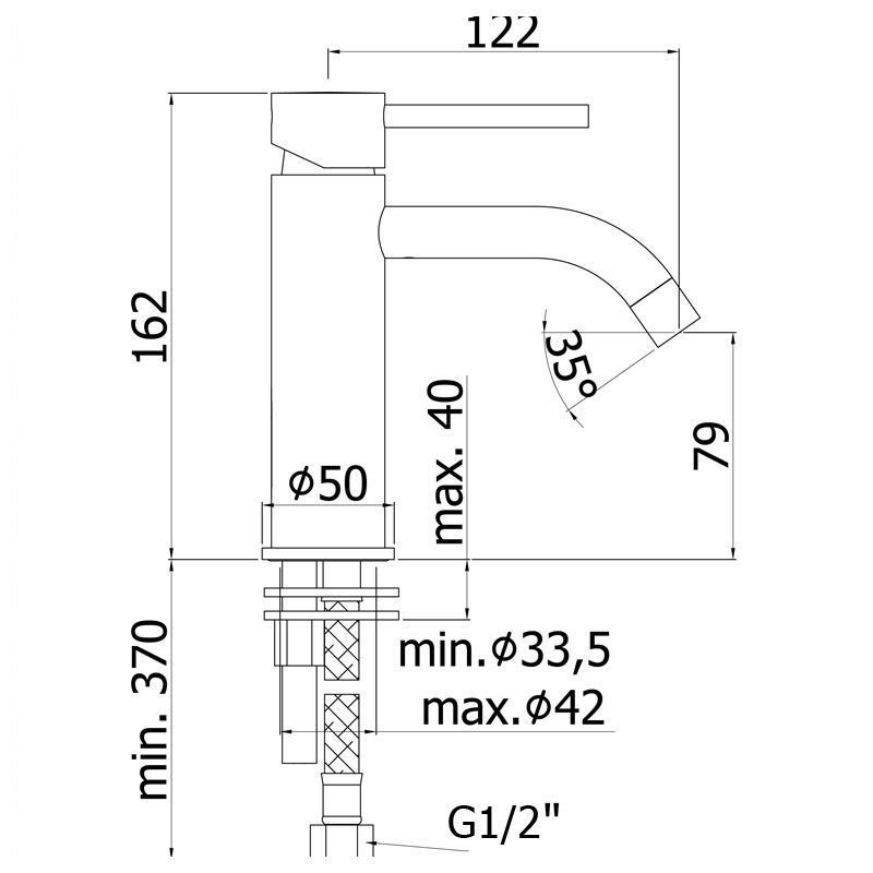 Смеситель для умывальника Paffoni Light черный матовый, LIG071NO