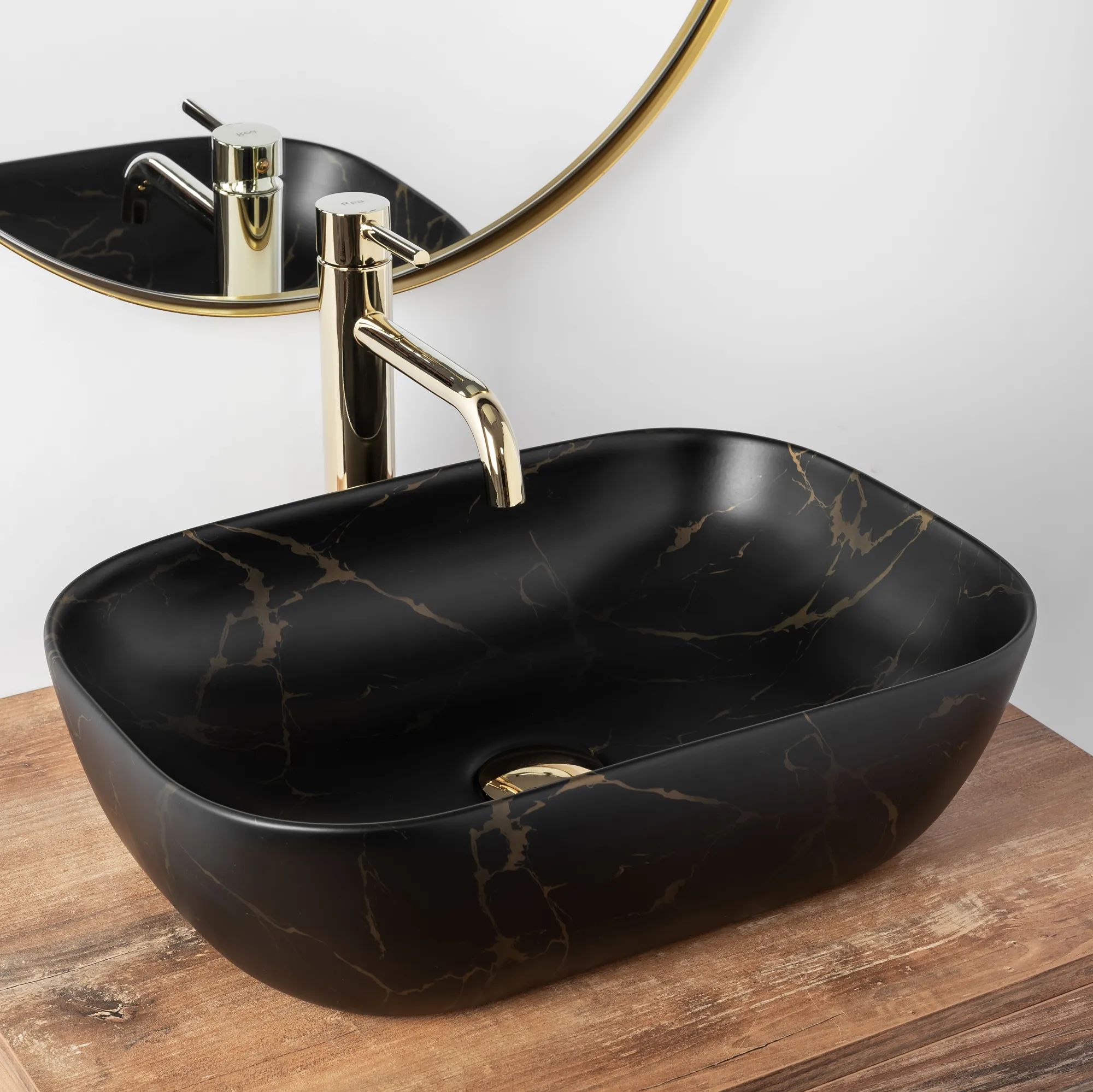 Умывальник Rea Belinda Black Marble Matt 46.5x33.5, REA-U8908