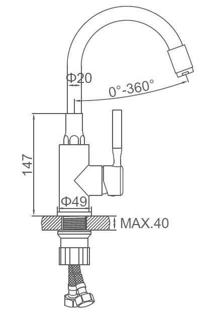 Смеситель для умывальника с гибким изливом красный/хром Ledeme L1399-1