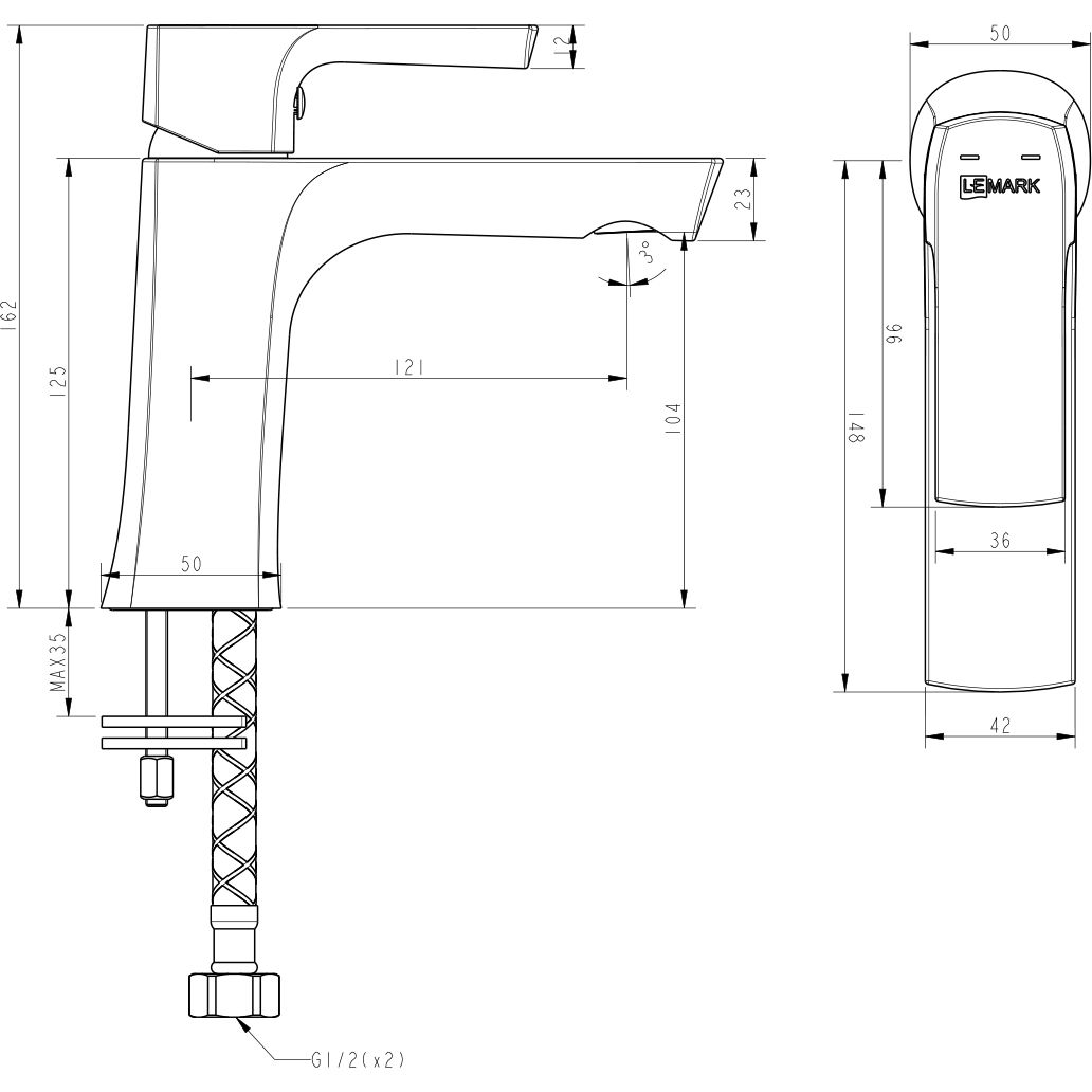 Смеситель для умывальника монолитный Lemark Ursus, LM7206BL
