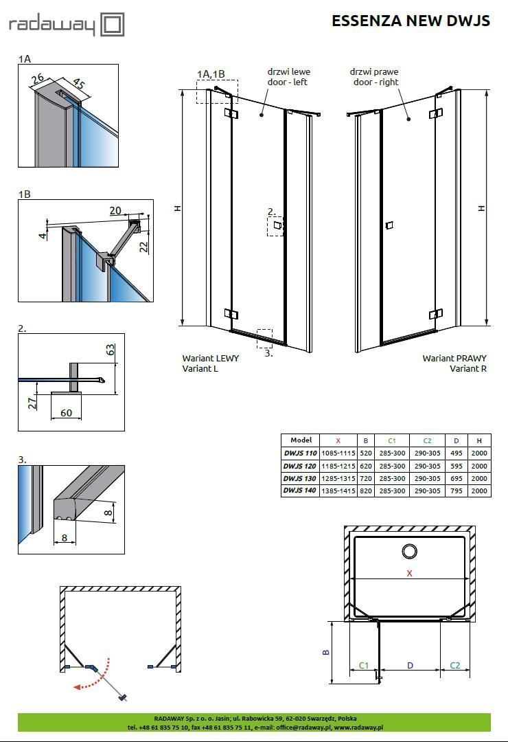 Двери в нишу Radaway Essenza New DWJS