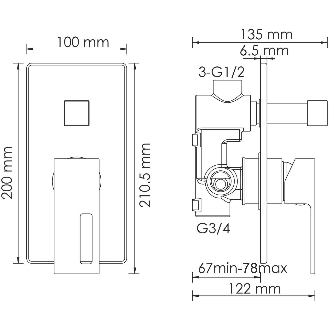 Смеситель для ванны и душа WasserKRAFT Alme, 1541