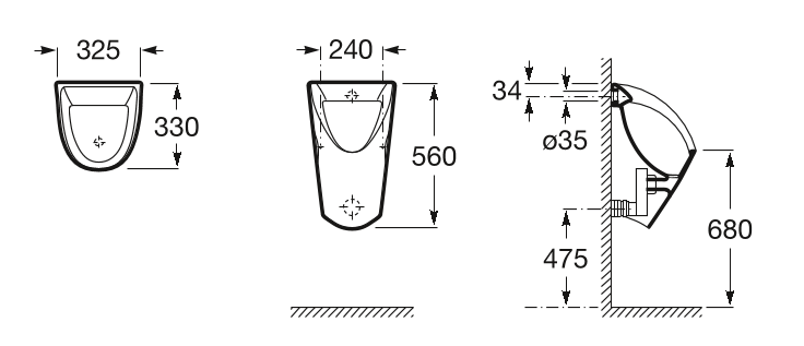 Писсуар Roca Chic, задний подвод, A35945J000