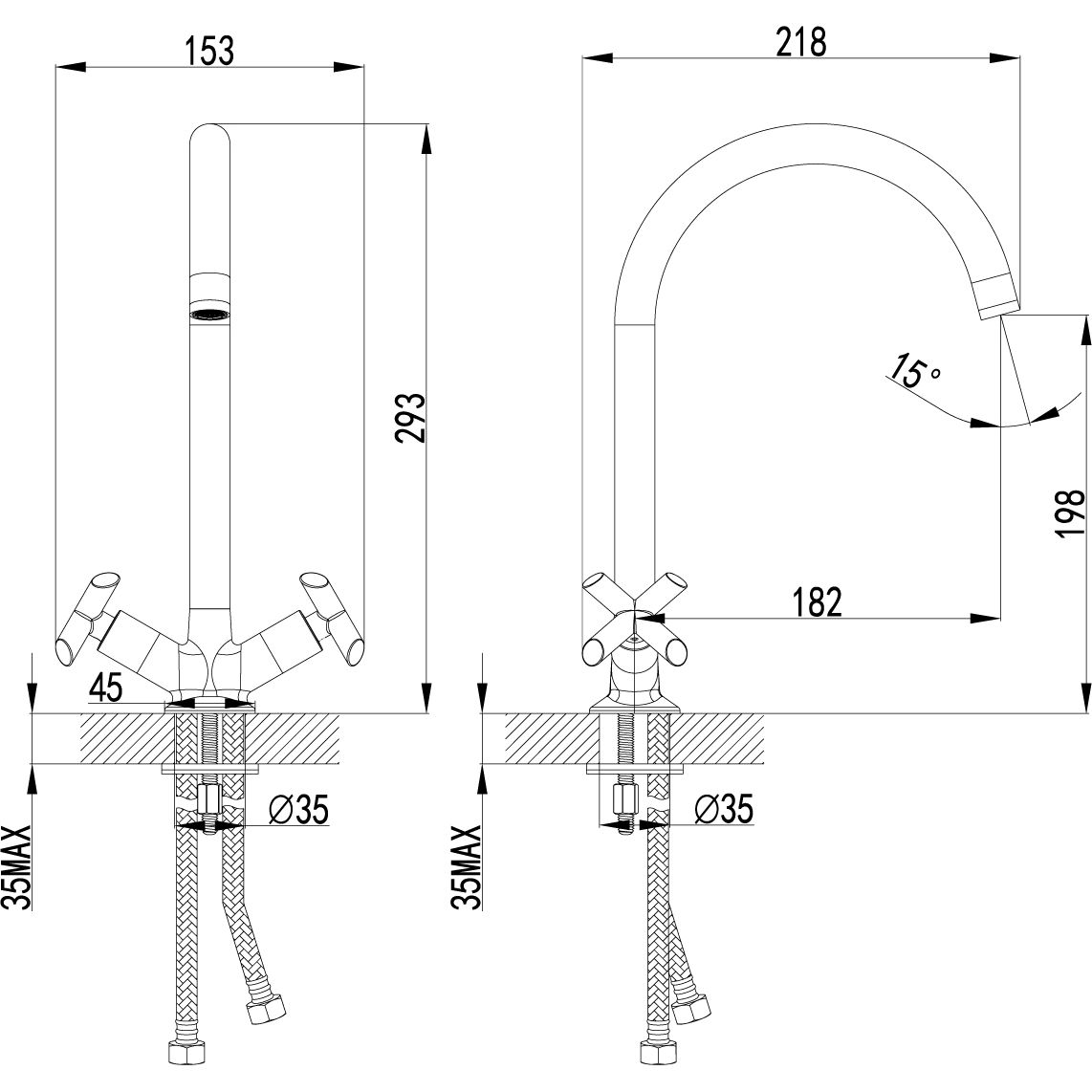 Смеситель для кухни с высоким поворотным изливом Lemark Praktica, LM7504C
