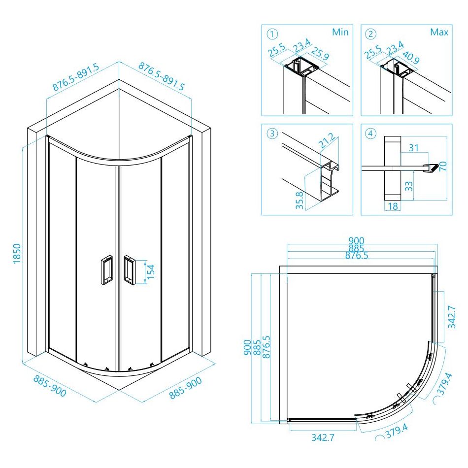 Душевой уголок RGW CL-54 90x90, 32095499-11