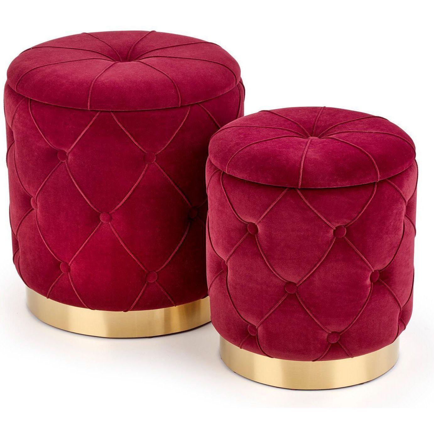 Комплект Halmar Polly (2 пуфа) бордовый/золотой, V-CH-POLLY-PUFA-BORDOWY