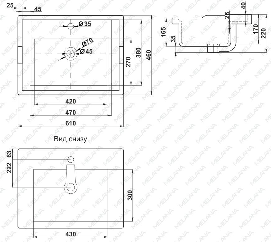 Раковина Melana 61x46, MLN-F60