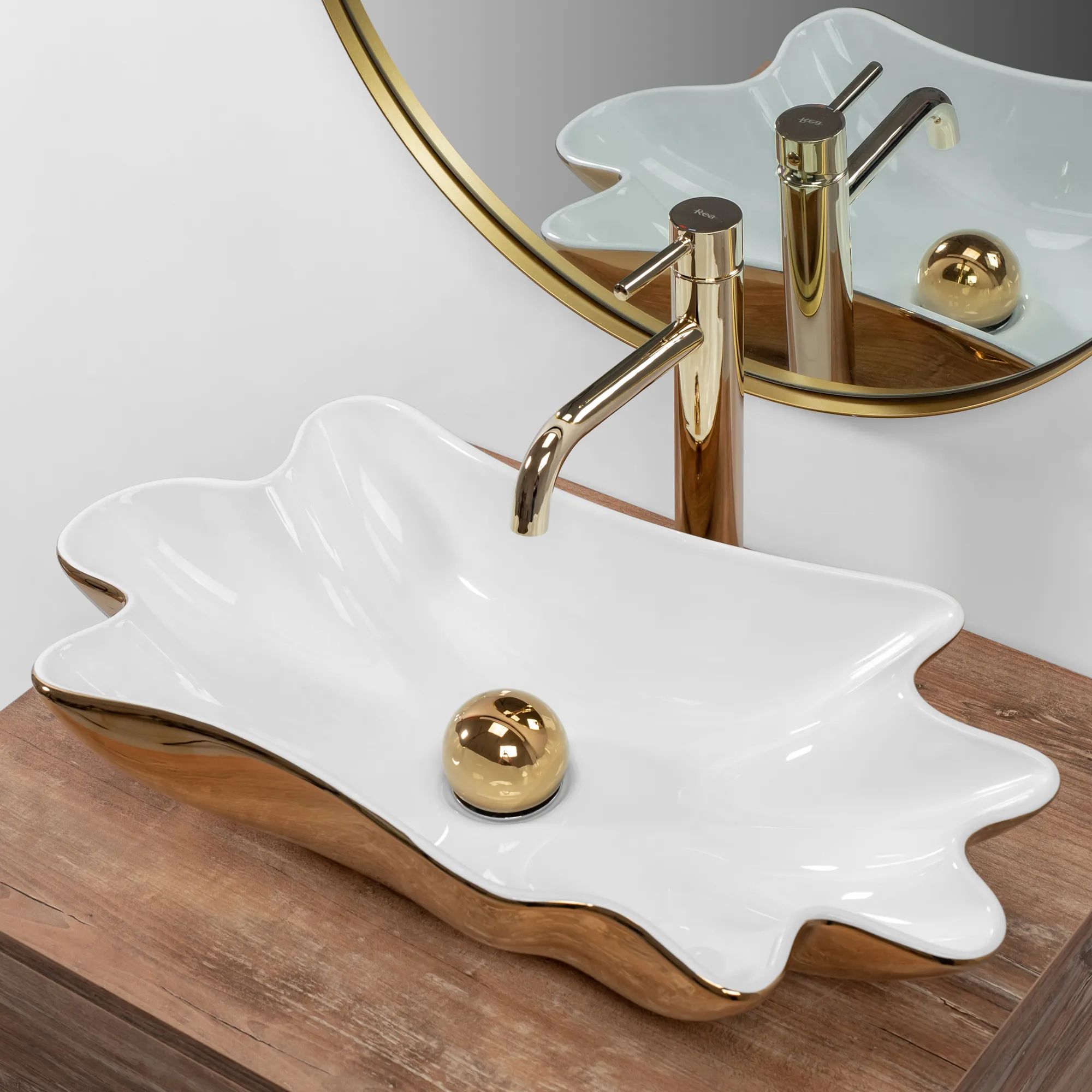 Умывальник Rea Infinity White/Gold 62x33, REA-U3400